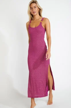 BEACHWEAR DRESS Plum AMIVA GOLDENRIB