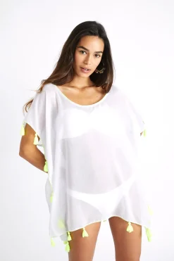 BEACHWEAR PONCHO White CUMBIA FARFALA