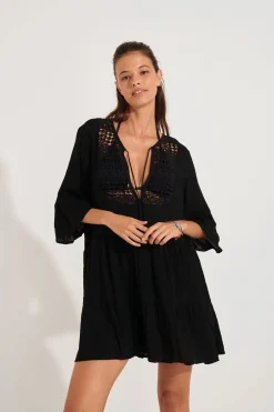 BEACHWEAR TUNIC Black LOUISE SALTY