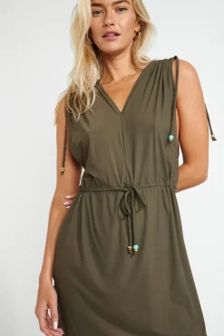 BEACHWEAR TUNIC Khaki WESLEY PERLINA