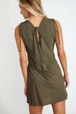 BEACHWEAR TUNIC Khaki WESLEY PERLINA