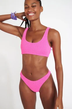 JUSTIN & NAIDA POPCORN candy pink scrunchy bikini