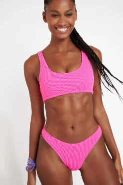 JUSTIN & NAIDA POPCORN candy pink scrunchy bikini