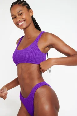 JUSTIN & NAIDA POPCORN purple scrunchy bikini