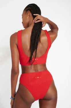 MALEO & MANHA SCRUNCHY orange bralette swimsuit