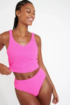 TIAMO & MANHA POPCORN pink scrunchy tankini swimsuit