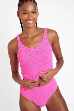 TIAMO & MANHA POPCORN pink scrunchy tankini swimsuit