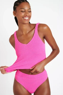 TIAMO & MANHA POPCORN pink scrunchy tankini swimsuit