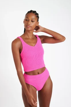 TIAMO & MANHA POPCORN pink scrunchy tankini swimsuit